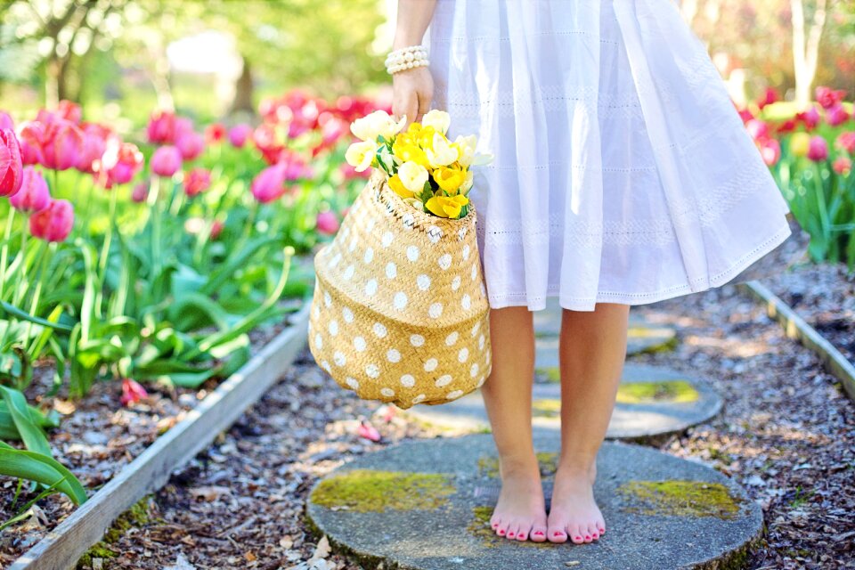 Young woman flowers springtime