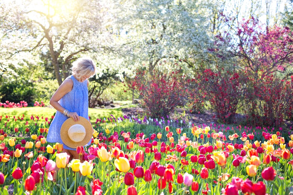 Young woman flowers springtime