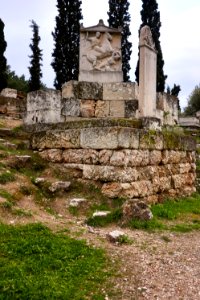 Replica of the grave stele of Dexileos at Kerameikos Cemetery on 14 February 2019