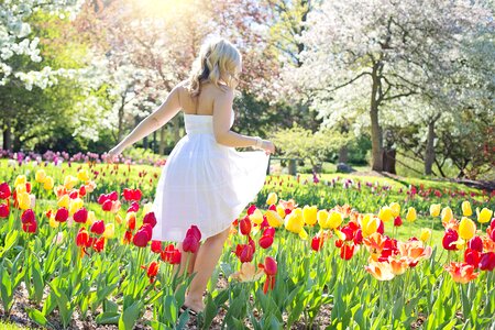 Young woman flowers springtime