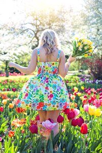 Young woman flowers springtime photo