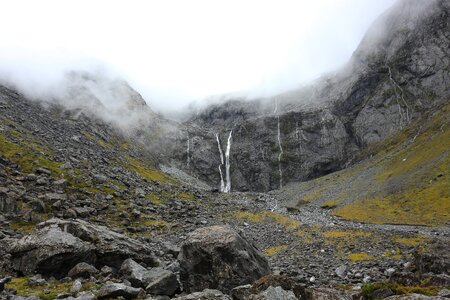 Mist clouds rocks