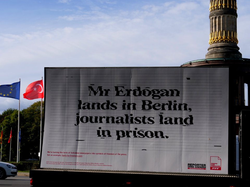 Reporters Without Borders protest during Erdogan state visit in Berlin 28-09-2018 02