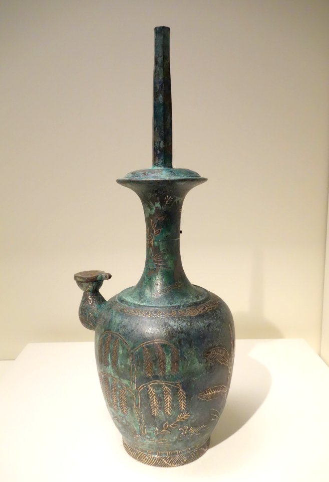 Ritual ewer, Korea, Goryeo dynasty, approx. 1000-1100 AD, bronze with silver inlay - Asian Art Museum of San Francisco - DSC01430