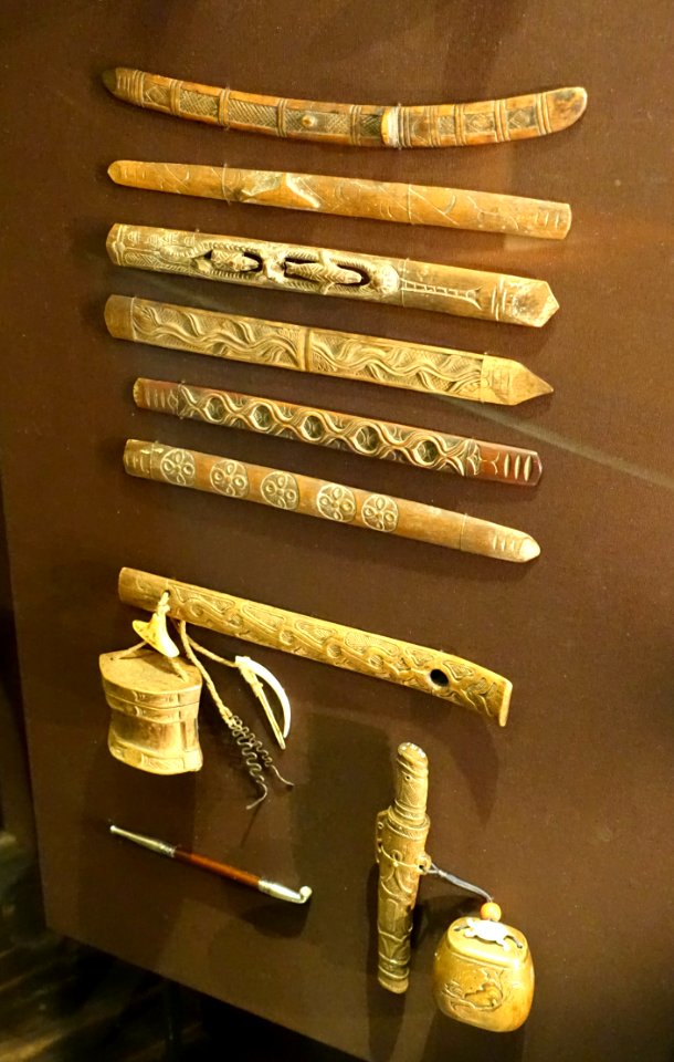 Ritual sticks and tobacco implements, Ainu people, Japan - Etnografiska museet - Stockholm, Sweden - DSC01170