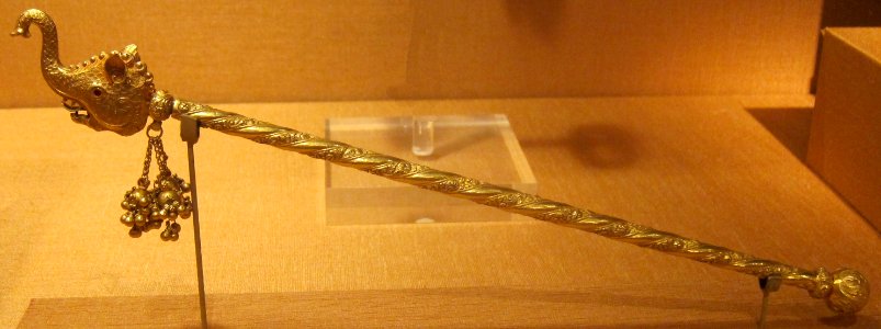 Ritual flute, southern India, early 20th century, gold, Honolulu Academy of Arts