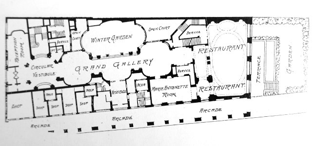 Ritz London ground floor plan, 1906 - reprinted in Grand Hotels, Reality and Illusion by Elaine Denby - DSC03860