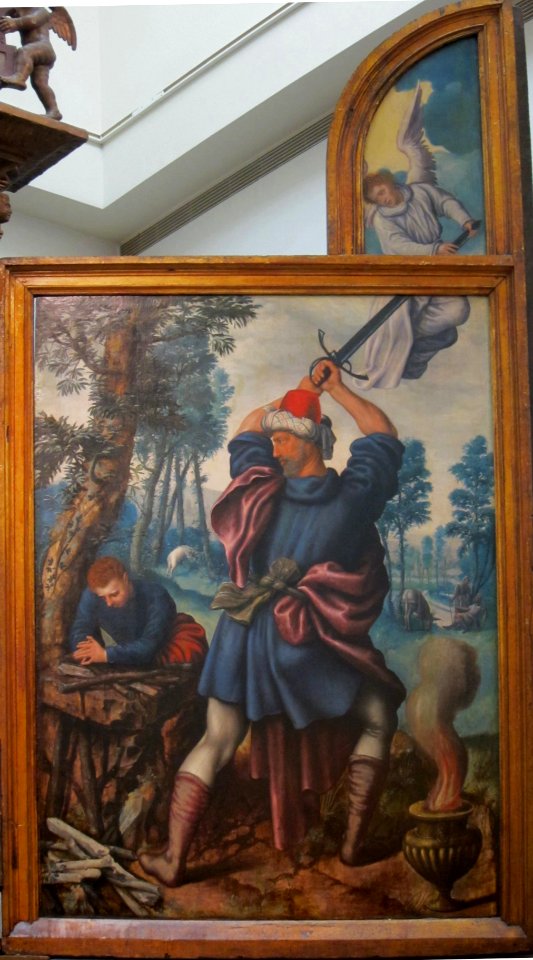 Right wing of the 'Tendilla Retablo' depicting the sacrifice of Isaac, oil on panel painting, 1550s, Cincinnati Art Museum