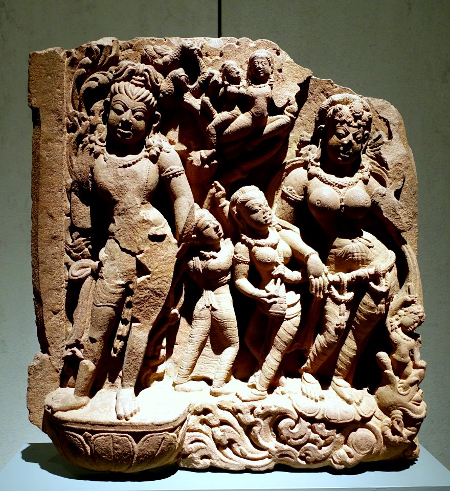 River goddess Ganga with attendants, Central India, 9th-10th century AD, sandstone - Ethnological Museum, Berlin - DSC01604