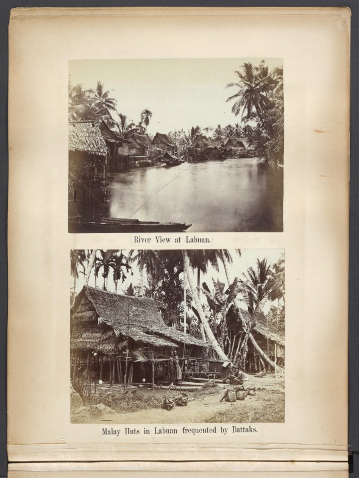 River view at Labuan. Malay Huts in Labuan frequented by Battaks, Bestanddeelnr 815 08