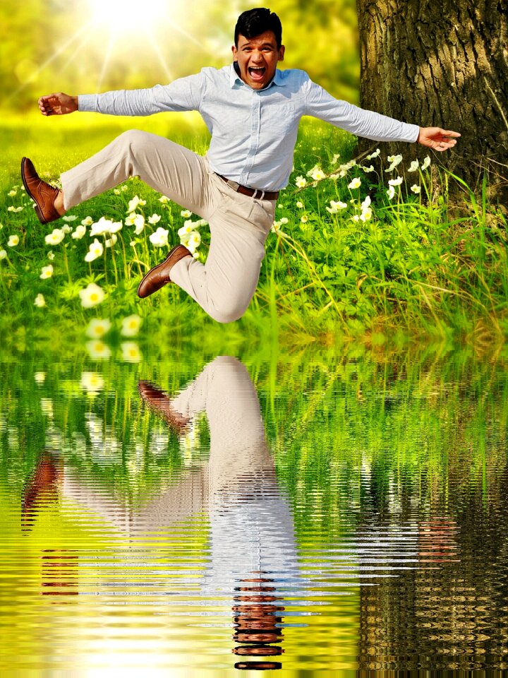 Mirroring water happy laugh