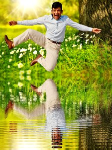 Mirroring water happy laugh
