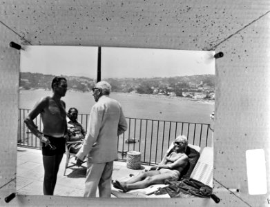 Rinus Michels , trainer voetbalclub Barcelona in badplaats S. Agaro , Spanje, Mi, Bestanddeelnr 924-7440