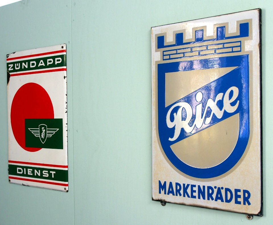 Rixe Markenräder & Zündapp Dienst, enamel advertising sign
