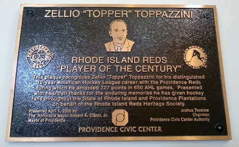 RI Reds Zellio Toppazzini plaque