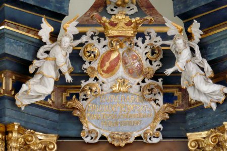 Rheder - St. Katharina - Hochaltar, Inschrift und Wappen