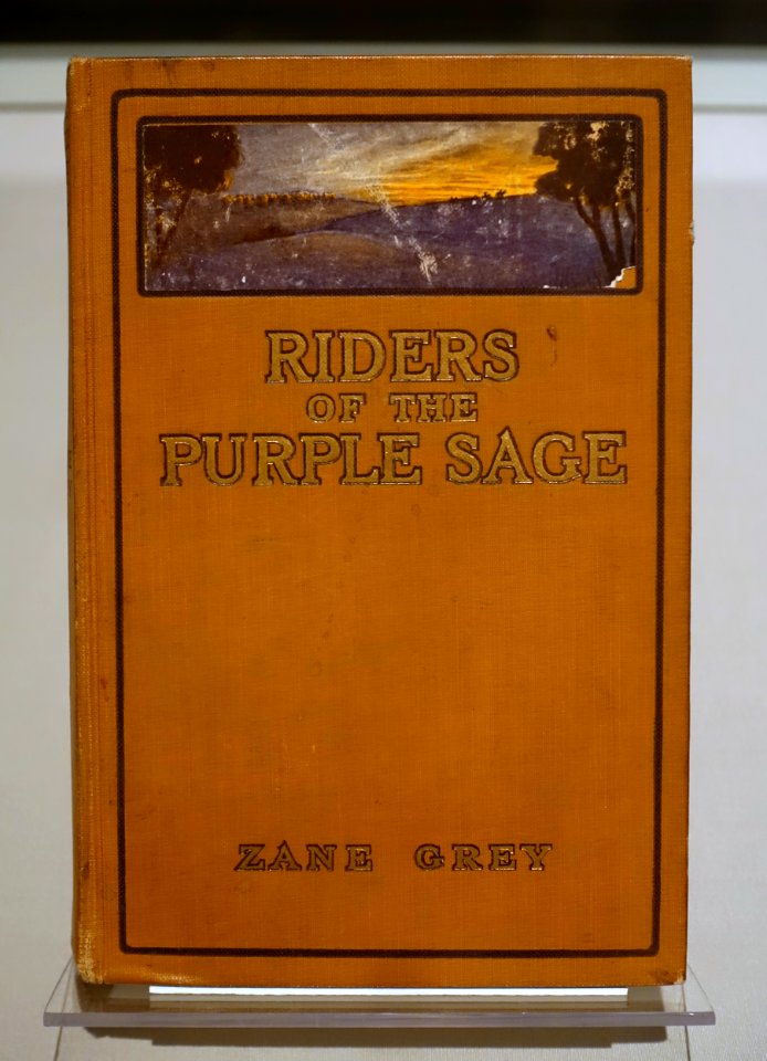 Riders of the Purple Sage by Zane Grey, Harper and Brothers publisher, 1912, book cover - Harry Ransom Center - University of Texas at Austin - DSC08536