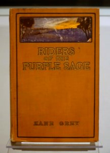 Riders of the Purple Sage by Zane Grey, Harper and Brothers publisher, 1912, book cover - Harry Ransom Center - University of Texas at Austin - DSC08536