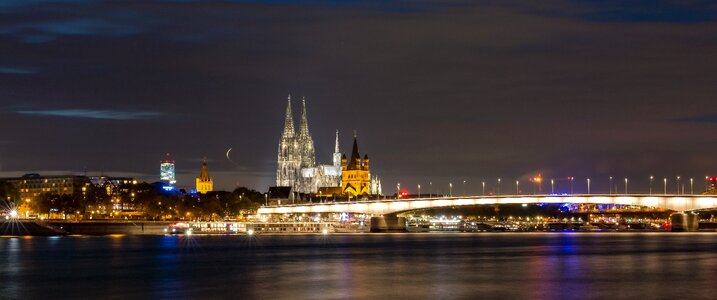 Rhine evening cologne cathedral photo