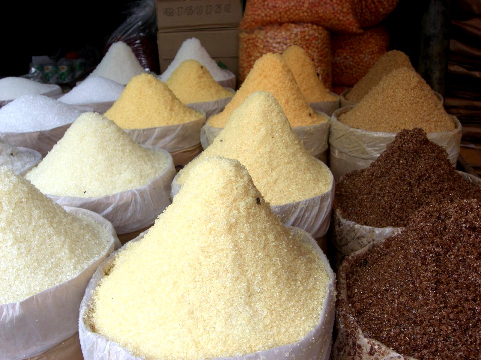 Rice in bags in the market Vietnam