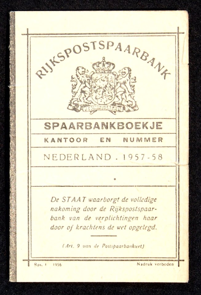 Rijkspostspaarbank Kalender in vorm van Spaarbankboekje, foto 1