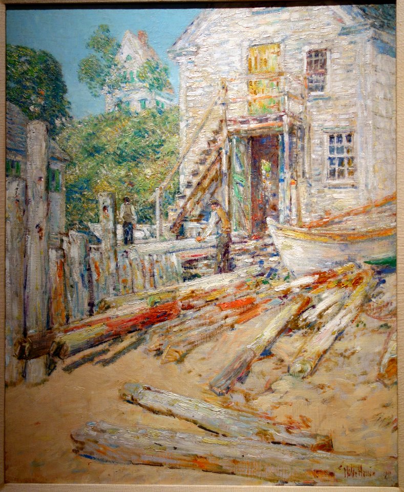 Rigger's Shop, Provincetown, Mass., by Frederick Childe Hassam, 1900, oil on canvas - New Britain Museum of American Art - DSC09516