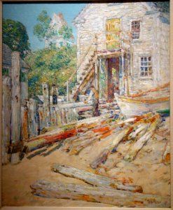 Rigger's Shop, Provincetown, Mass., by Frederick Childe Hassam, 1900, oil on canvas - New Britain Museum of American Art - DSC09516