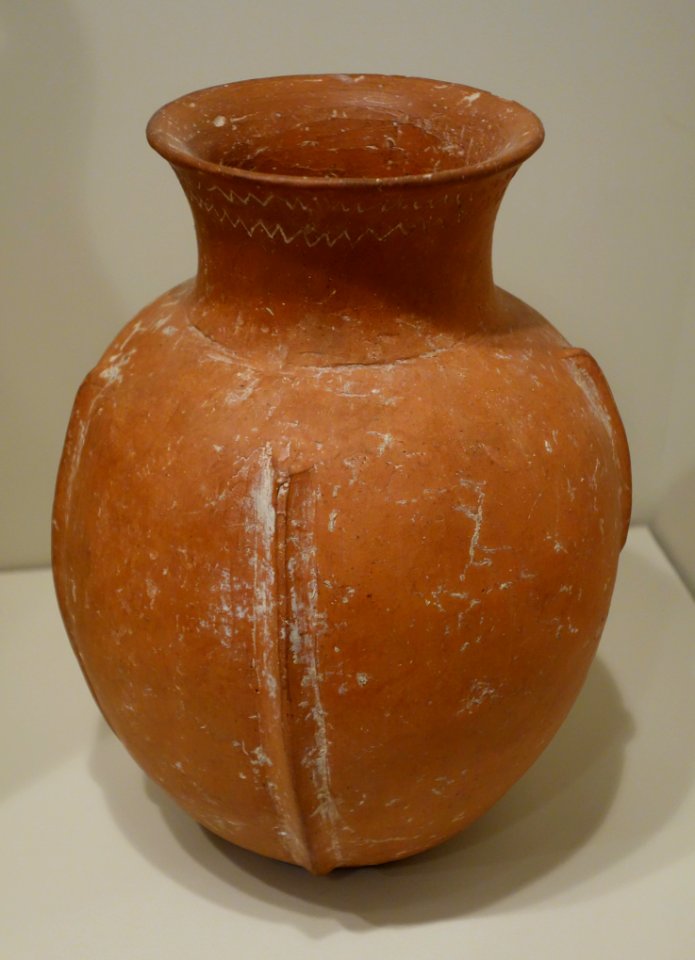 Ribbed jar, Northern Iran, late 2nd or early 1st millenium BC, orange-red burnished earthenware - Cincinnati Art Museum - DSC03963