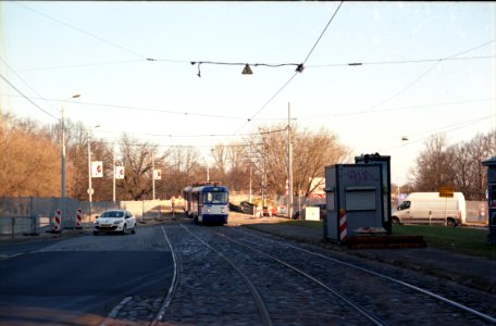 Riga tram 51133 2020-03 oneway section Brasas bridge photo