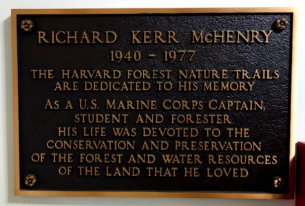 Richard Kerr McHenry plaque - Fisher Museum (Harvard Forest) - DSC07301