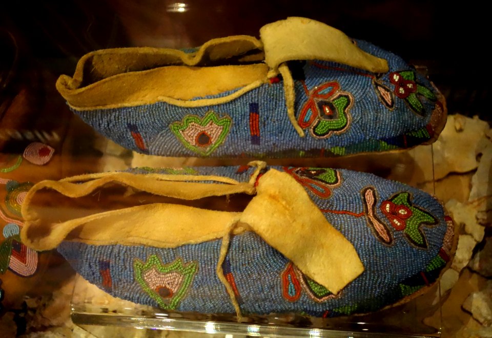 Salish (Flathead) moccasins, said to have belonged to Chief Charlot, c. 1917 - Bata Shoe Museum - DSC00543