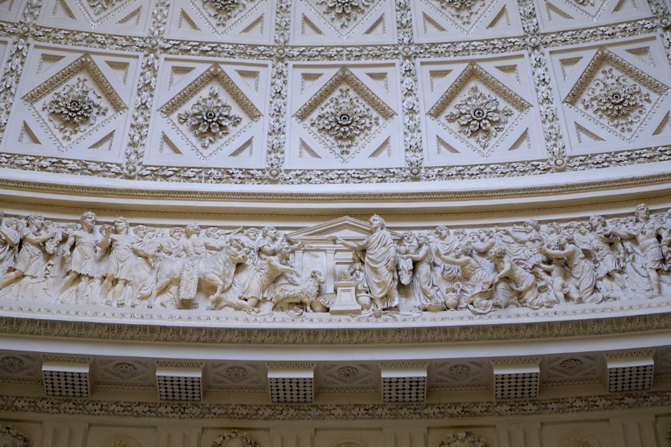 Saloon dome frieze, 2 of 4 - Stowe House - Buckinghamshire, England - DSC07195