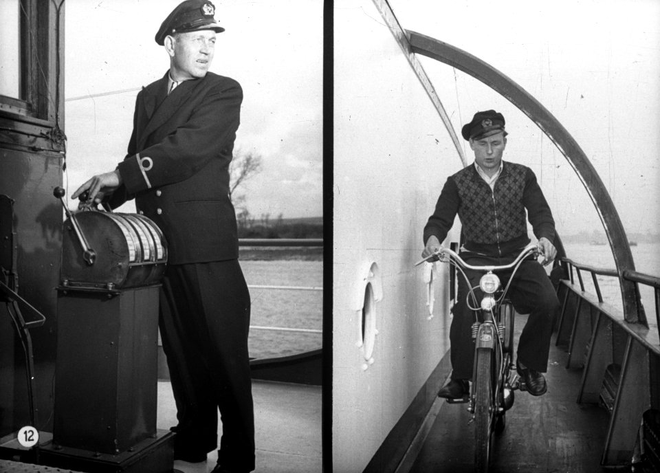 Rijnvaart, reportage over het leven en werken aan boord van een Rijnschip. Schip, Bestanddeelnr 254-6408