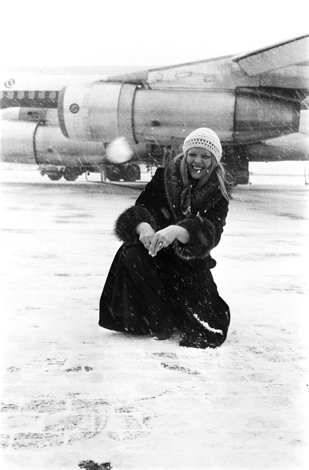 Samantha Ridge , Summer Festival Queen 1971 van New York , arriveert op Schiphol, Bestanddeelnr 924-3171