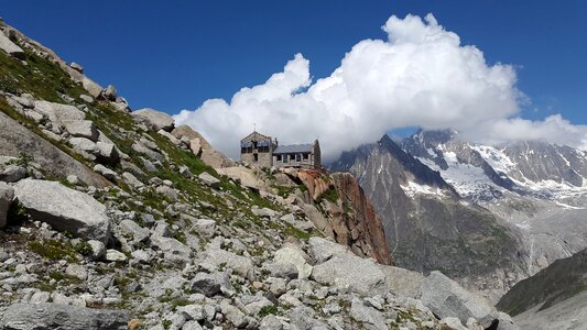 Mountain hut alpine chamonix