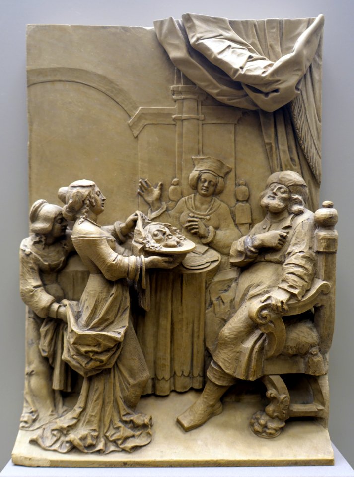 Salome Shows the Head of St. John the Baptist to Herod Antipas, by Georg Schweigger studio, Nurnberg, probably c. 1648, Solnhofer stone - Bode-Museum - DSC03410