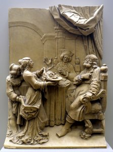 Salome Shows the Head of St. John the Baptist to Herod Antipas, by Georg Schweigger studio, Nurnberg, probably c. 1648, Solnhofer stone - Bode-Museum - DSC03410
