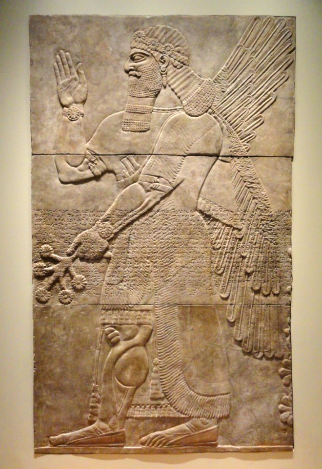 Saluting Protective Spirit, 883-859 BC, Neo-Assyrian, Iraq, Nimrud, Northwest Palace, gypsum - Cleveland Museum of Art - DSC08111