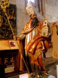 Salamanca - Catedral Vieja, claustro, Capilla de Santa Catalina, Talla de San Agustín