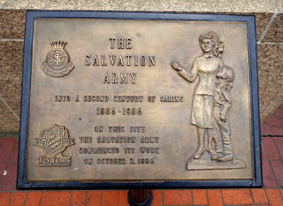 Salvation Army Centennial plaque, 1886-1986 - Portland, Oregon - DSC01658