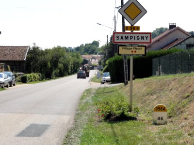 Sampigny (Meuse) city limit sign