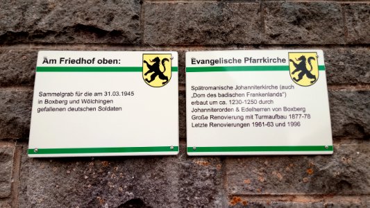 Sammelgrab für die bei Boxberg und Wölchingen 1945-03-31 gefallenen Soldaten Infotafel