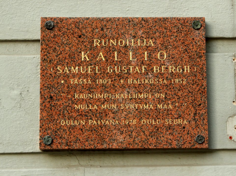 Samuel Gustaf Bergh Plaque Oulu