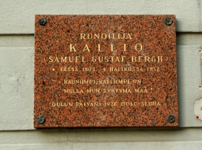 Samuel Gustaf Bergh Plaque Oulu