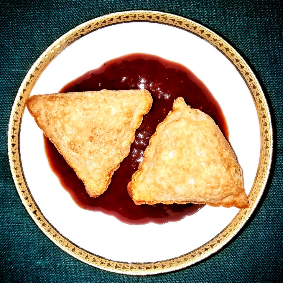 Samosa, chicken, with Kansas City barbeque sauce - Massachusetts