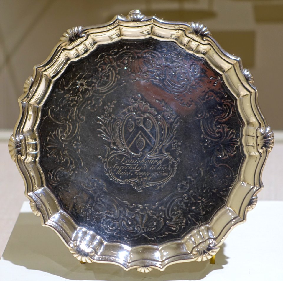 Salver commemorating William Pepperrell's leadership in the Siege of Louisbourg (1745), by James Morrison, 2 of 2, England, 1745-1746, silver - Portland Museum of Art - Portland, Maine - DSC04399