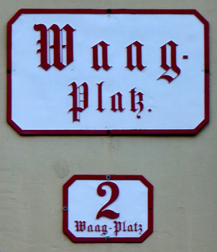 Salzburg, Straßenschild Waag-Platz, 1
