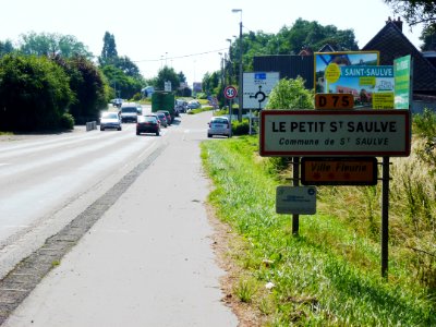 Saint-Saulve (Nord, Fr) city limit sign Le Petit Saint-Saulve