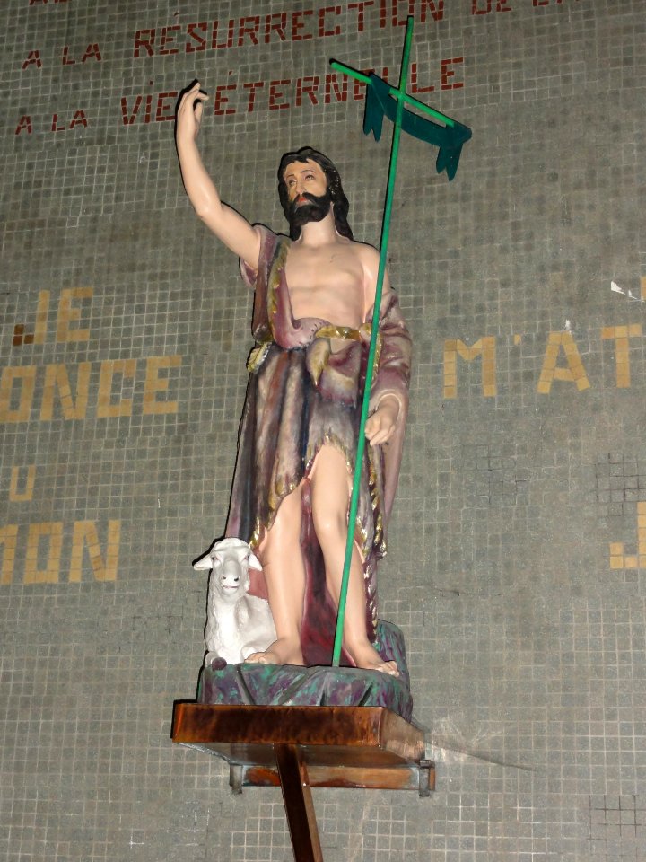 Saint-Remy-du-Nord (Nord, Fr) église, statue St.Jean Baptiste