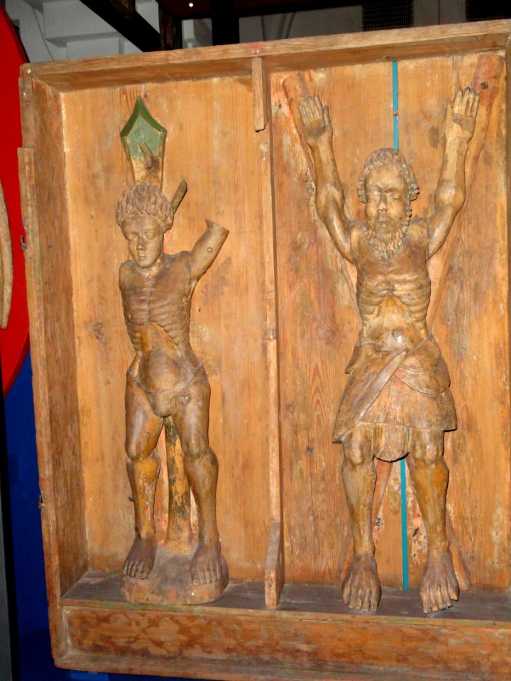 Saints Andrew and Sebastian, late medieval, Master of Korppoo - National Museum of Finland - DSC04210
